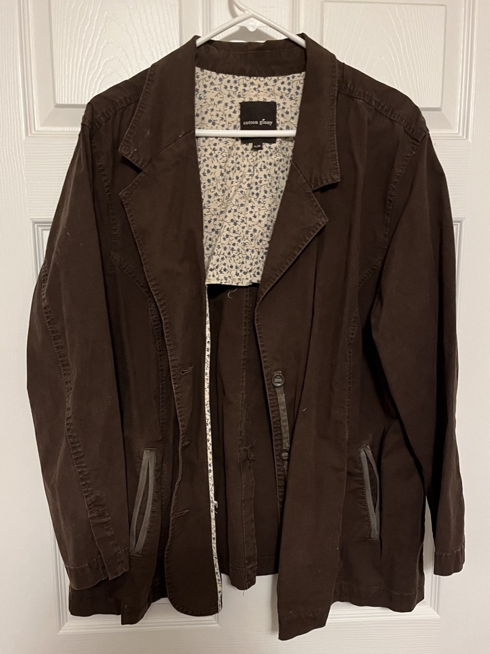 Cotton Ginny Plus - Brown Blazer Jacket Size Large (equivalent 2x)